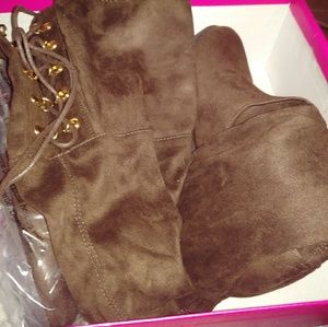 JustFab thigh high brown boots